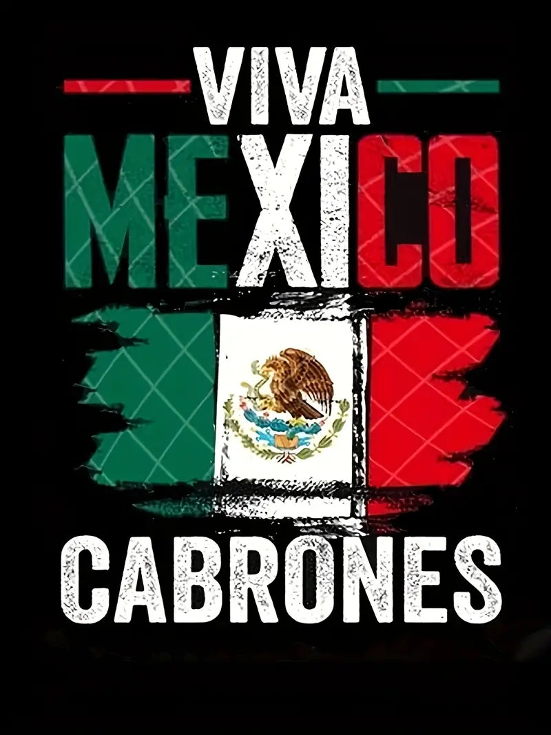 VIVA MEXICO Print, Men's Graphic T-shirt, Casual Comfy Tees For Summer, Mens Clothing